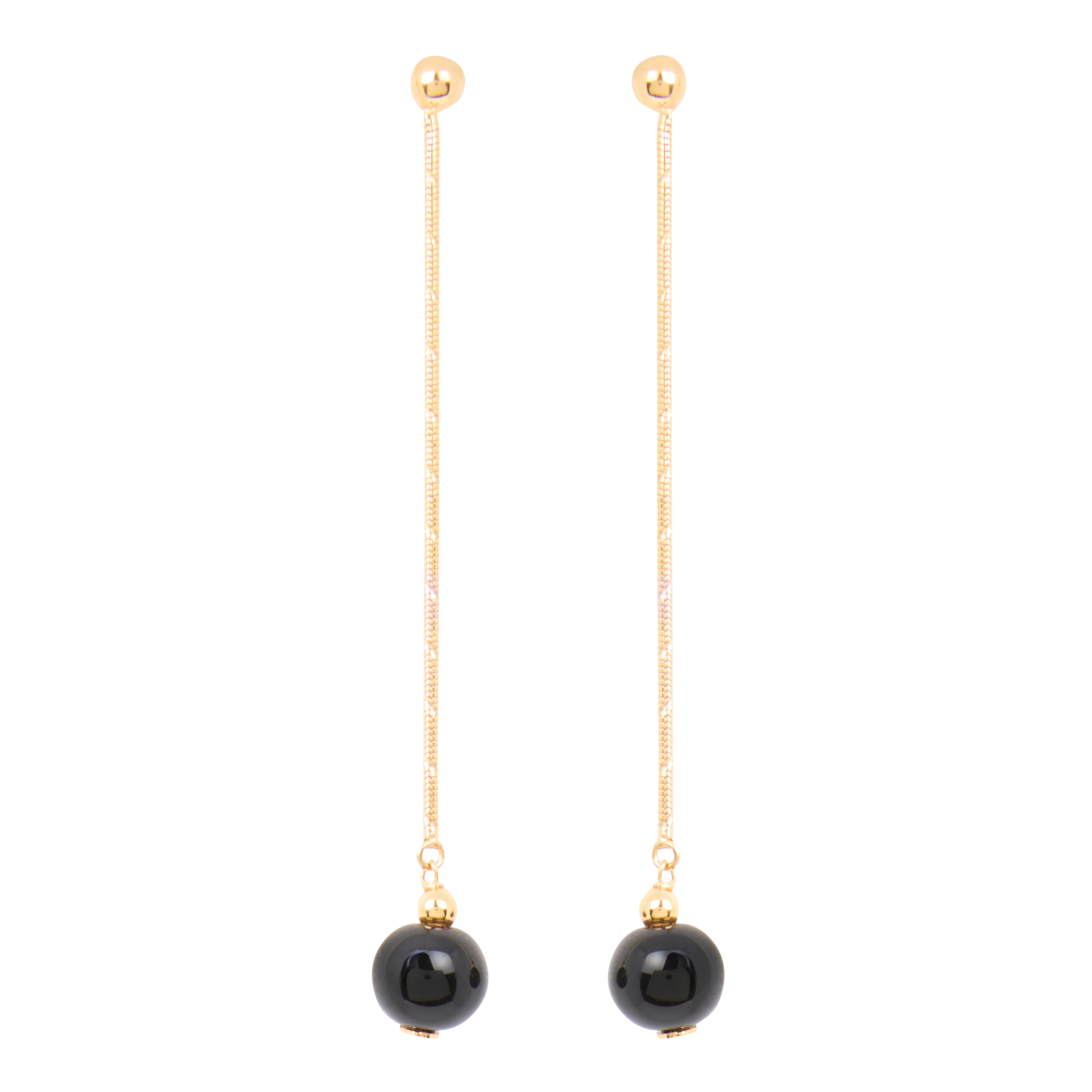 MINI LEAN - Boucles d'oreilles pendantes en laiton doré | Noir