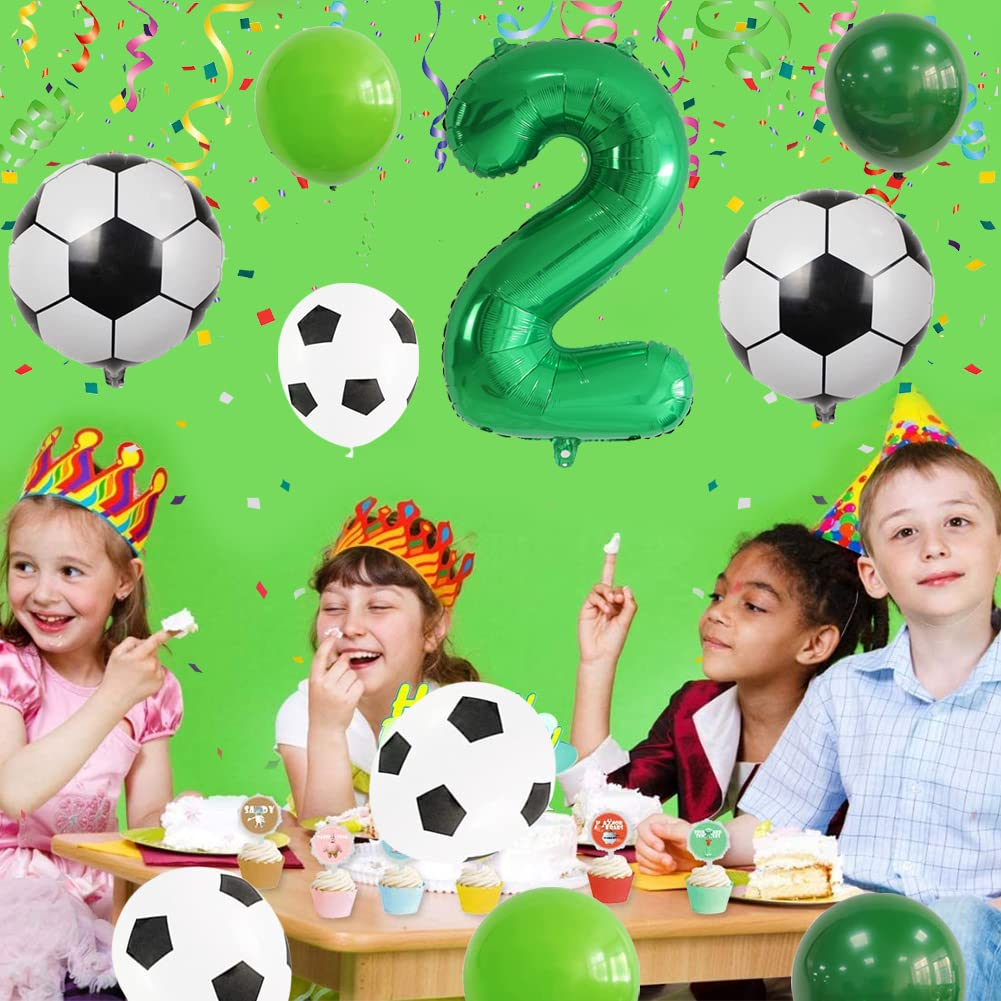 (21-tlg. Set) Party Zahlen Ballon Geburtstag Luftballons Latex- und Folienballon Fussball - Zahl 2