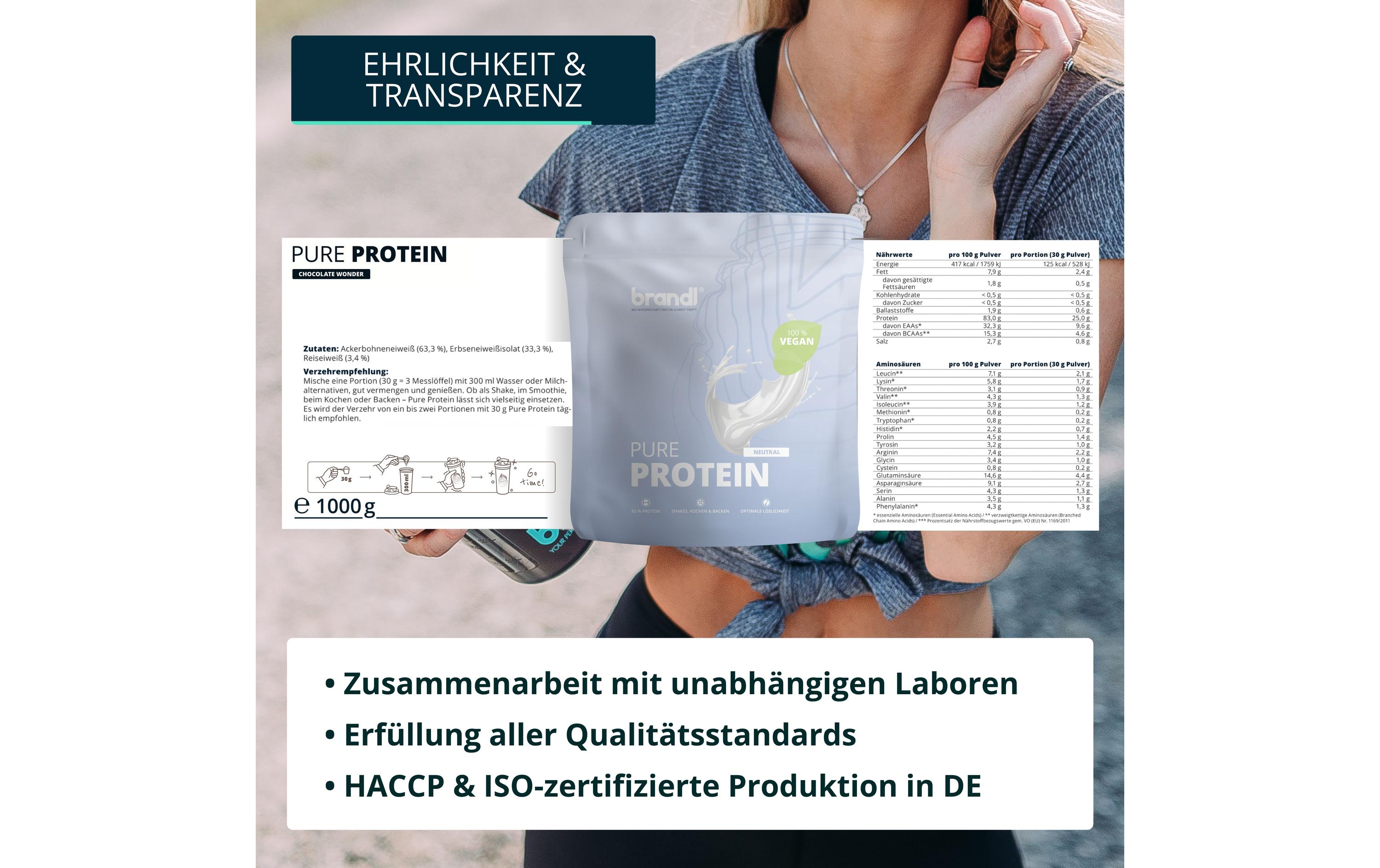 Pure Protein Vegan Neutral 1000 gWhey-Konzentrat mit authentischem, unwiderstehlichem Geschmack