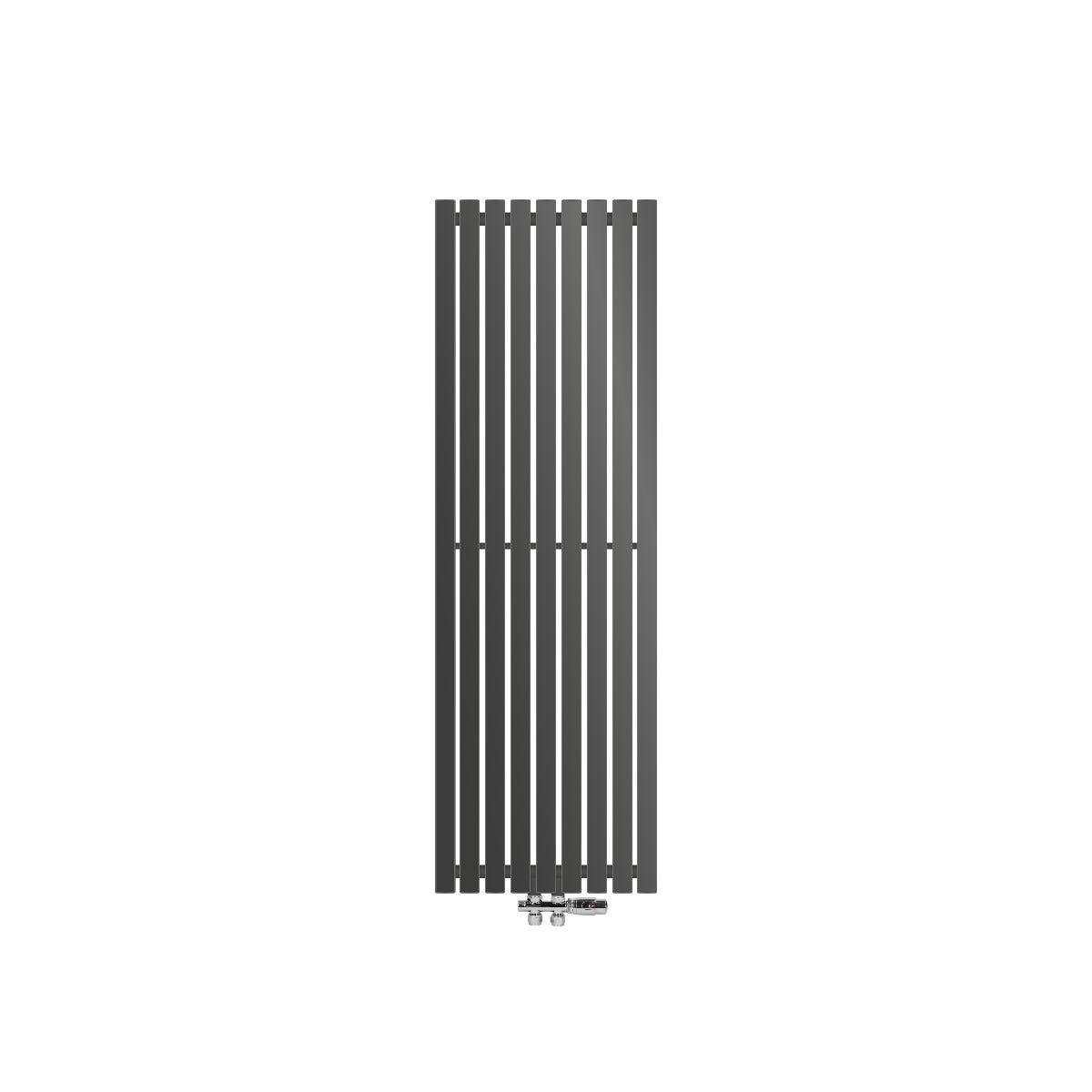 ECD Germany Design Stella paneelradiator, middenaansluiting, 480 x 1400 mm, antraciet, met aansluitset inclusief thermostaat, hoekwand, vlak, enkellaags, verticaal, badkamerradiator, badkamerverwarming