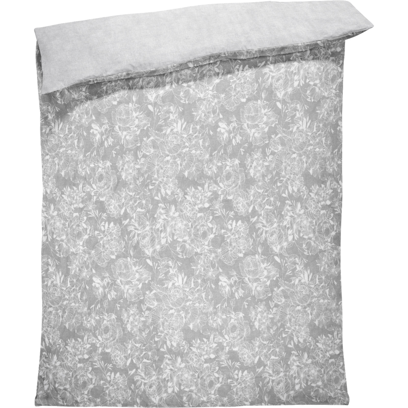 Bettwäsche Flanell Blumen grau