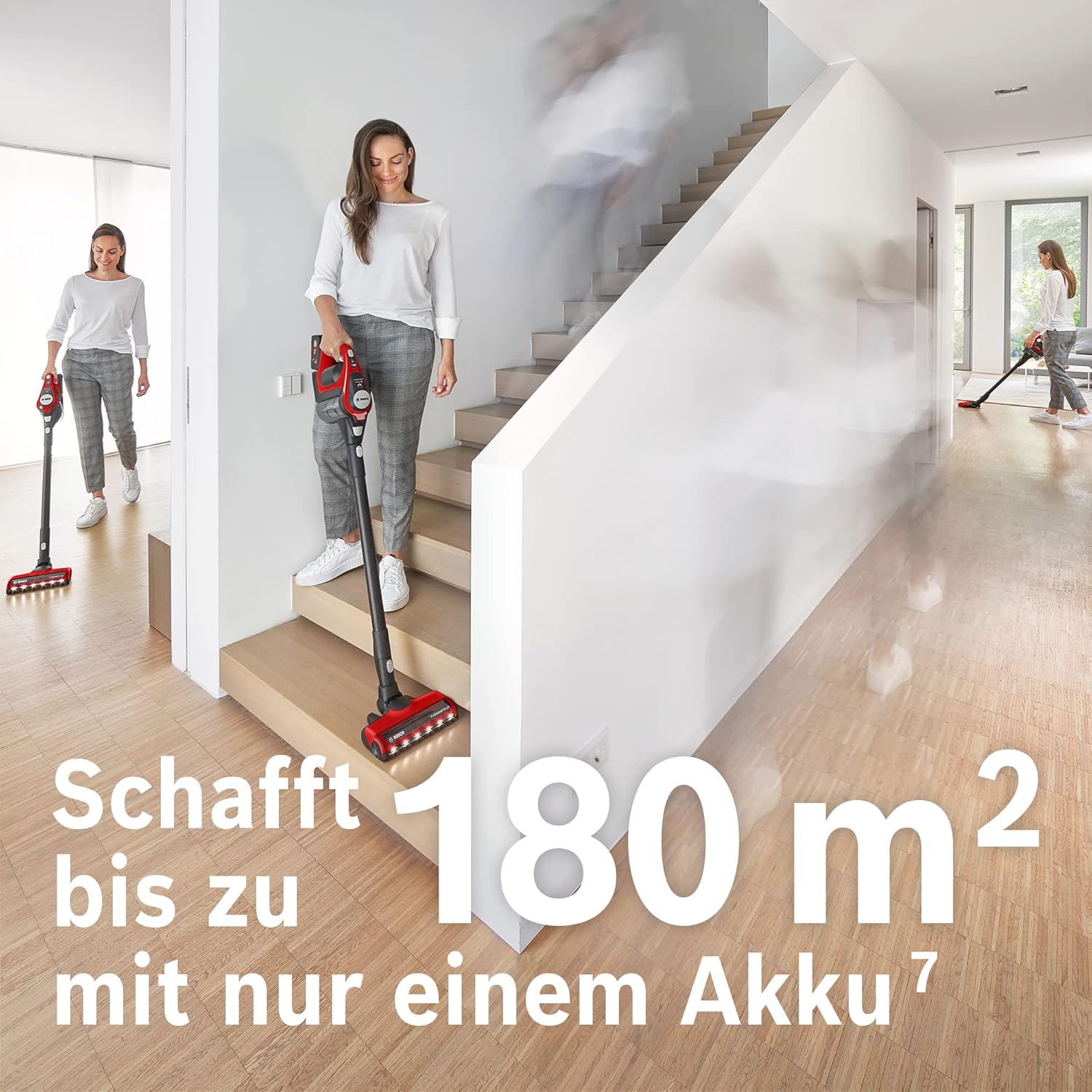 Bosch Akku-Staubsauger Unlimited Gen2 Serie 8 ProAnimal BCS8224PET, Tierhaar-Staubsauger, beutellos, bis 65 Min Laufzeit, mit Wechselakku, Schnellladegerät, Hygiene-Filter, Tierhaar-Bürstenrolle, rot