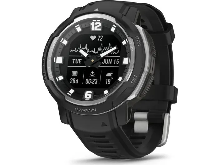Garmin Instinct Crossover - Standard Edition - 45 mm - fiberforstærket polymer - sportsur med bånd - silikone - håndledsstørrelse: 135-230 mm - monokrom - 64 MB - Bluetooth, ANT  - 65 g - sort
