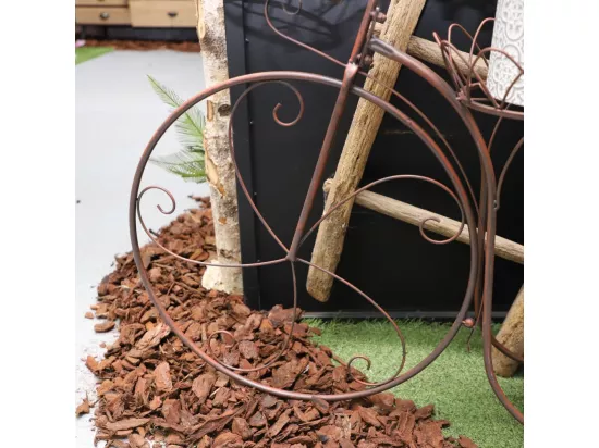 Vélo porte plantes jardinière jardin extérieur métal marron 114cm
