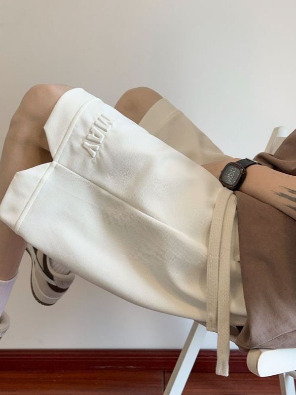 Obikan - Sweatshorts met trekkoord in de taille, effen letters en reliëf