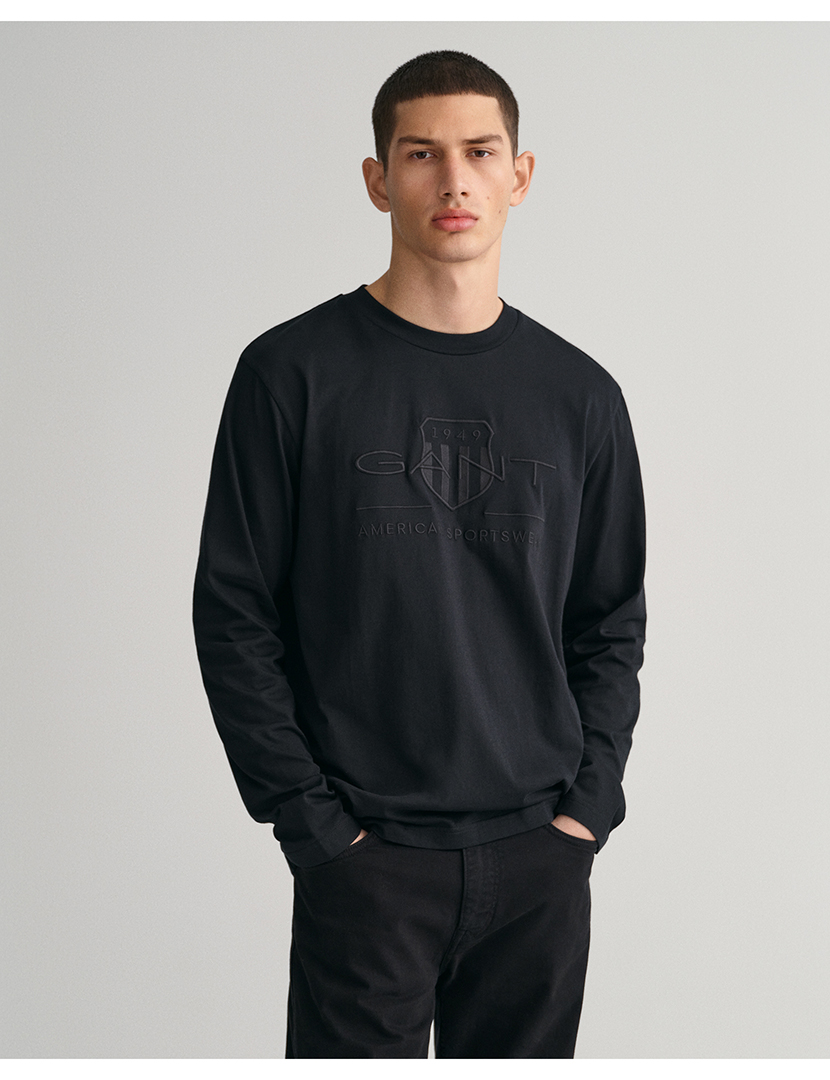 Tonal Shield Black Sweater