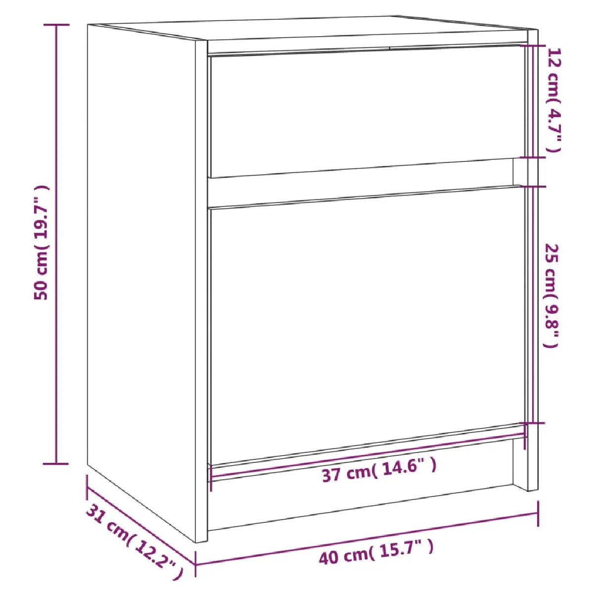 vidaXL table de chevet bois de pin massif