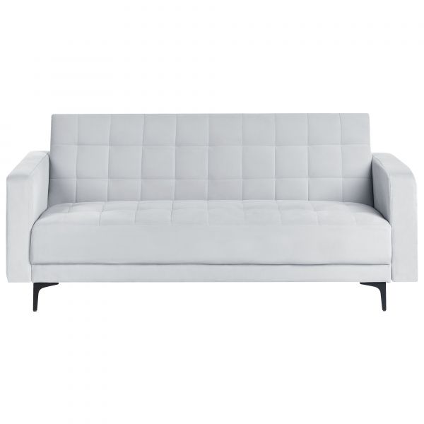 Sofá Cama Beliani em Veludo Cinzento Claro para Salas de Estar Modernas Peça Modular 3 Lugares com Pernas Pretas Braço em Trilho