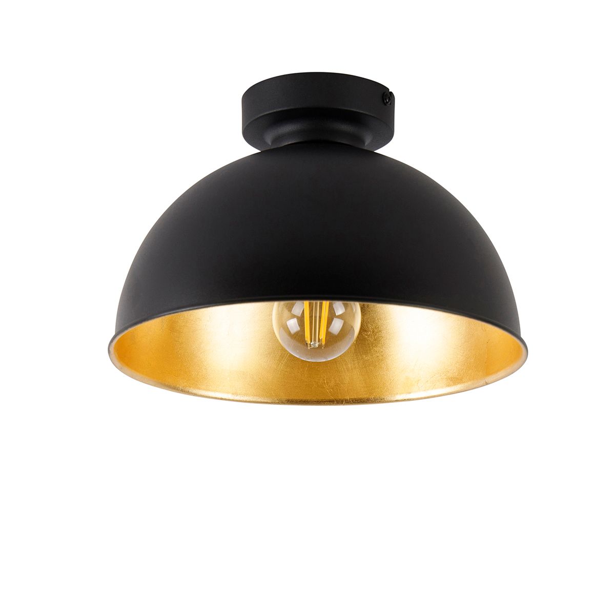 Smart plafondlamp zwart met goud 28 cm incl. Wifi A60 - Magnax