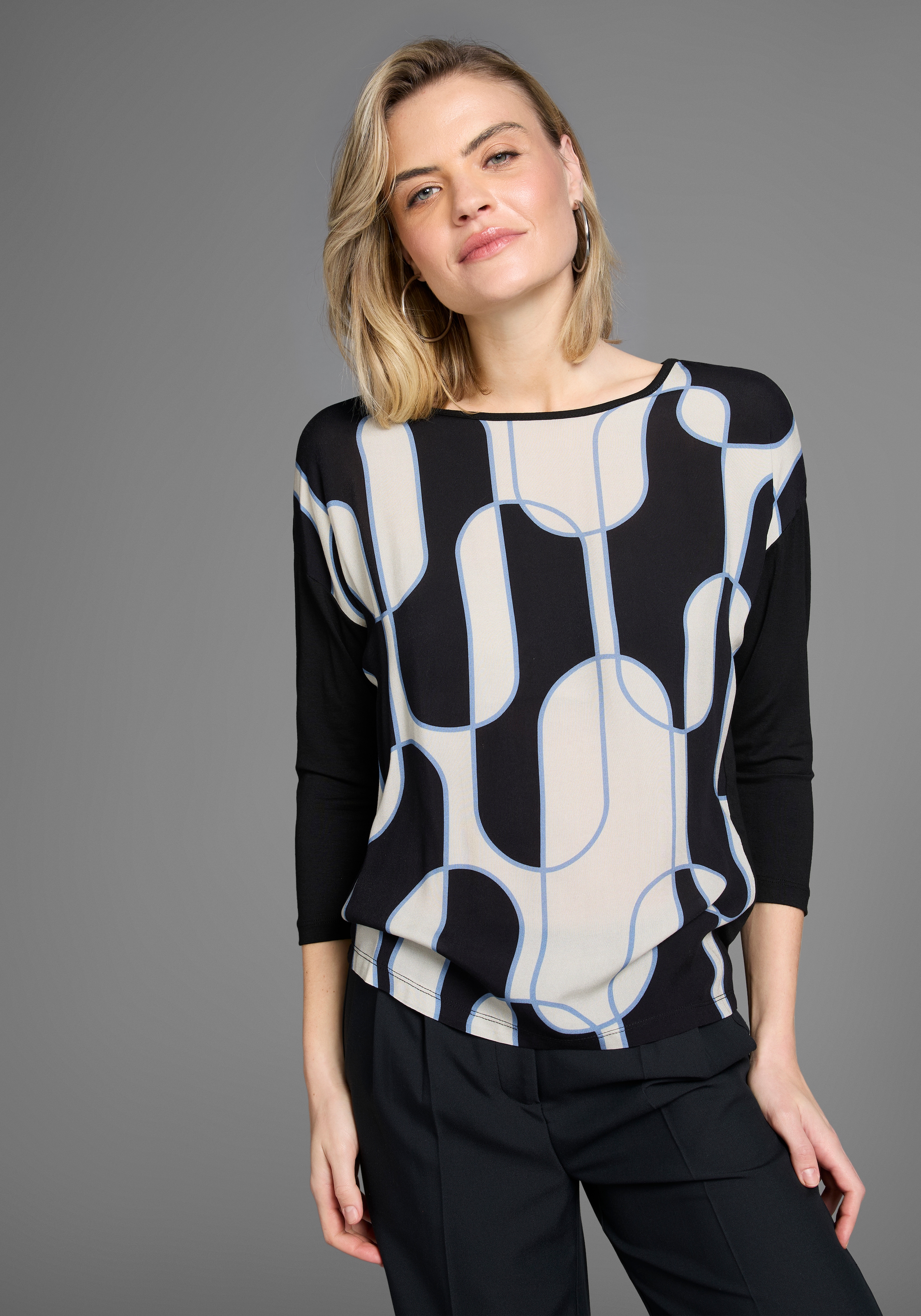 Laura Scott Shirtbluse , mit Grafik-Print im Materialmix