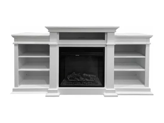Cheminée électrique sur pied en bois blanc L179 x P48 x H85