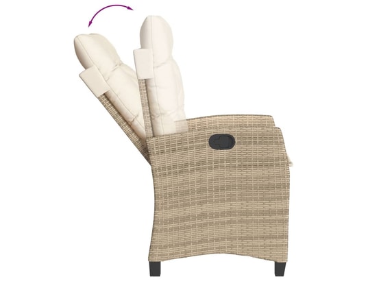VIDAXL - Chaise inclinable de jardin avec coussins beige résine tress...