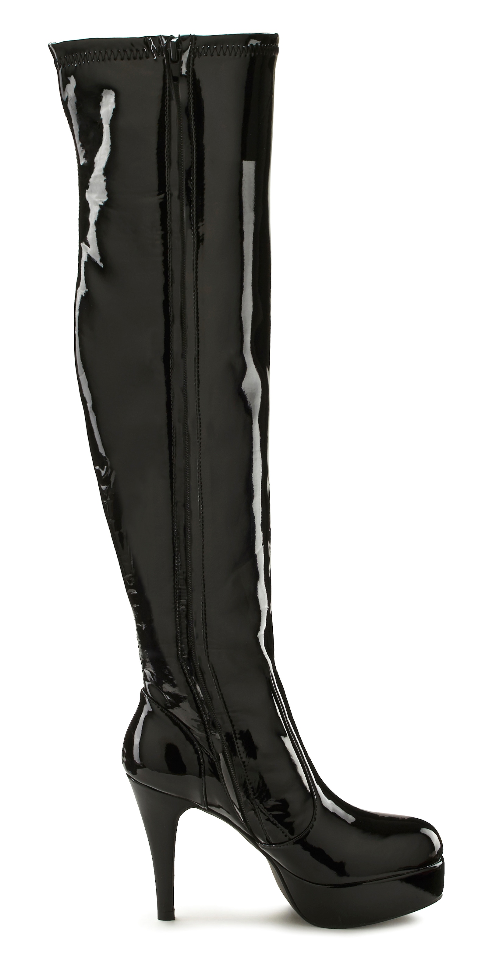 LASCANA Belle Affaire Overkneestiefel »High-Heel-Stiefelette mit Plateau,«  in erotischer Lack-Optik