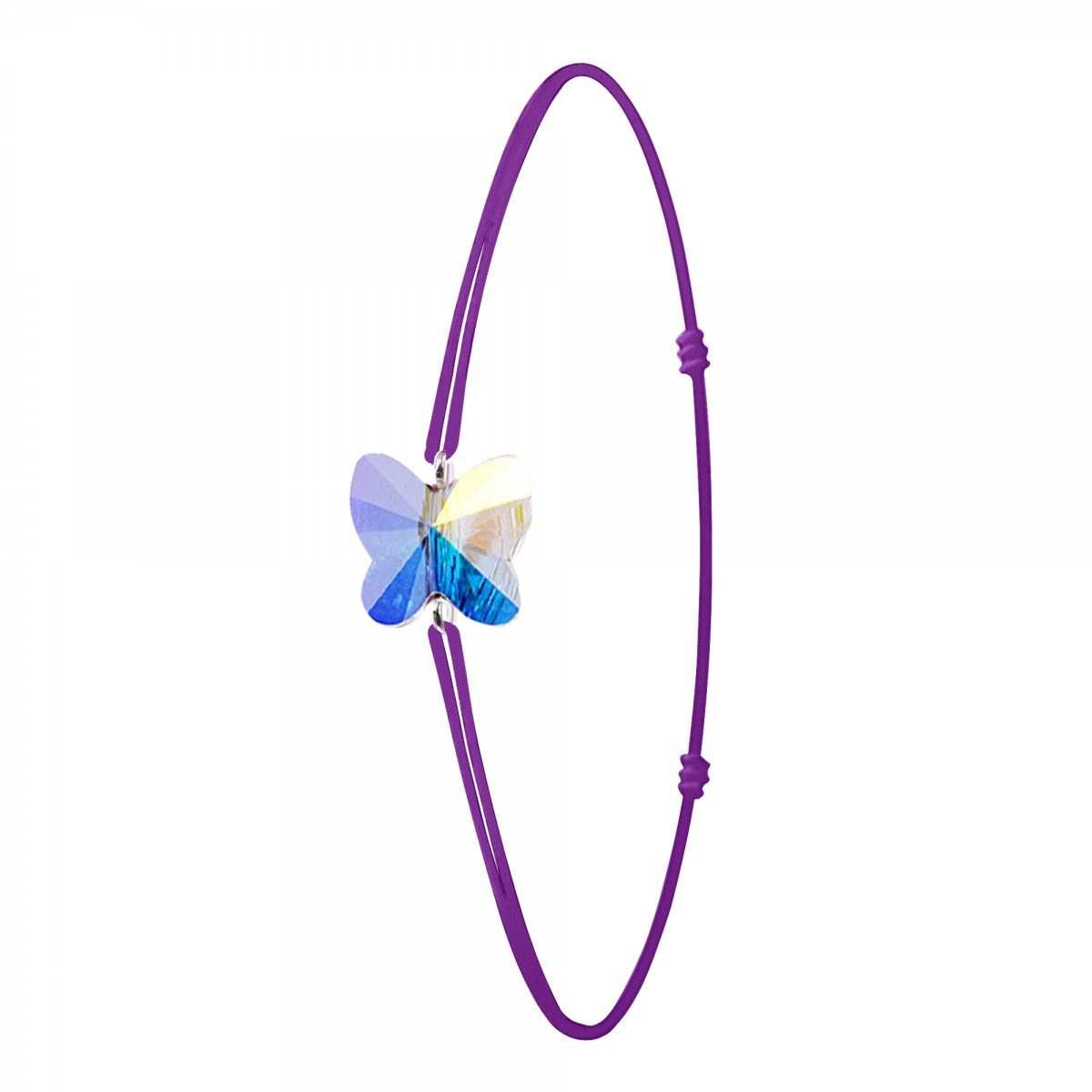 Bracelet violet et papillon SC Crystal orné de Cristaux scintillants