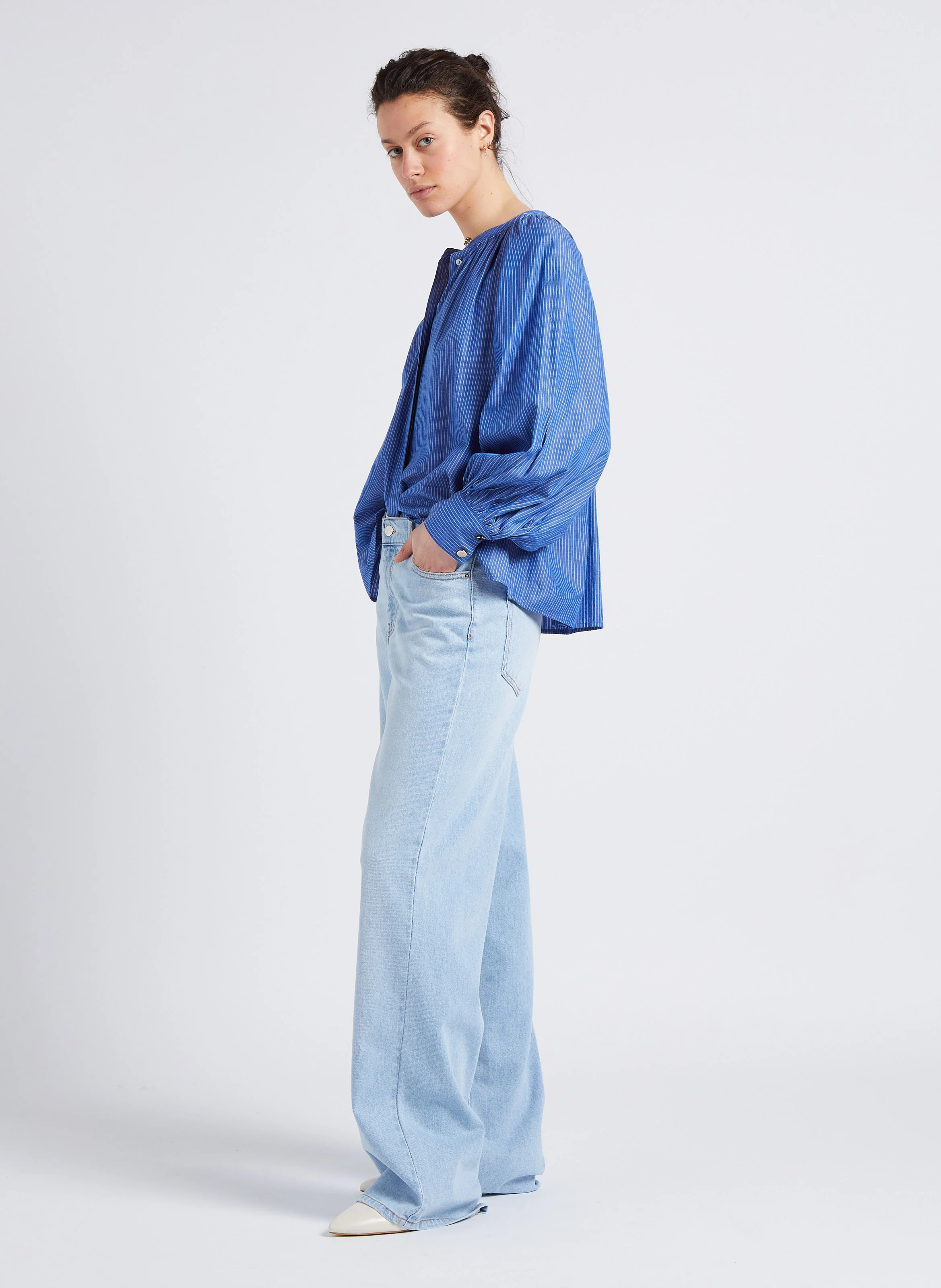 DAWN - Jean large en denim délavé | Bleu