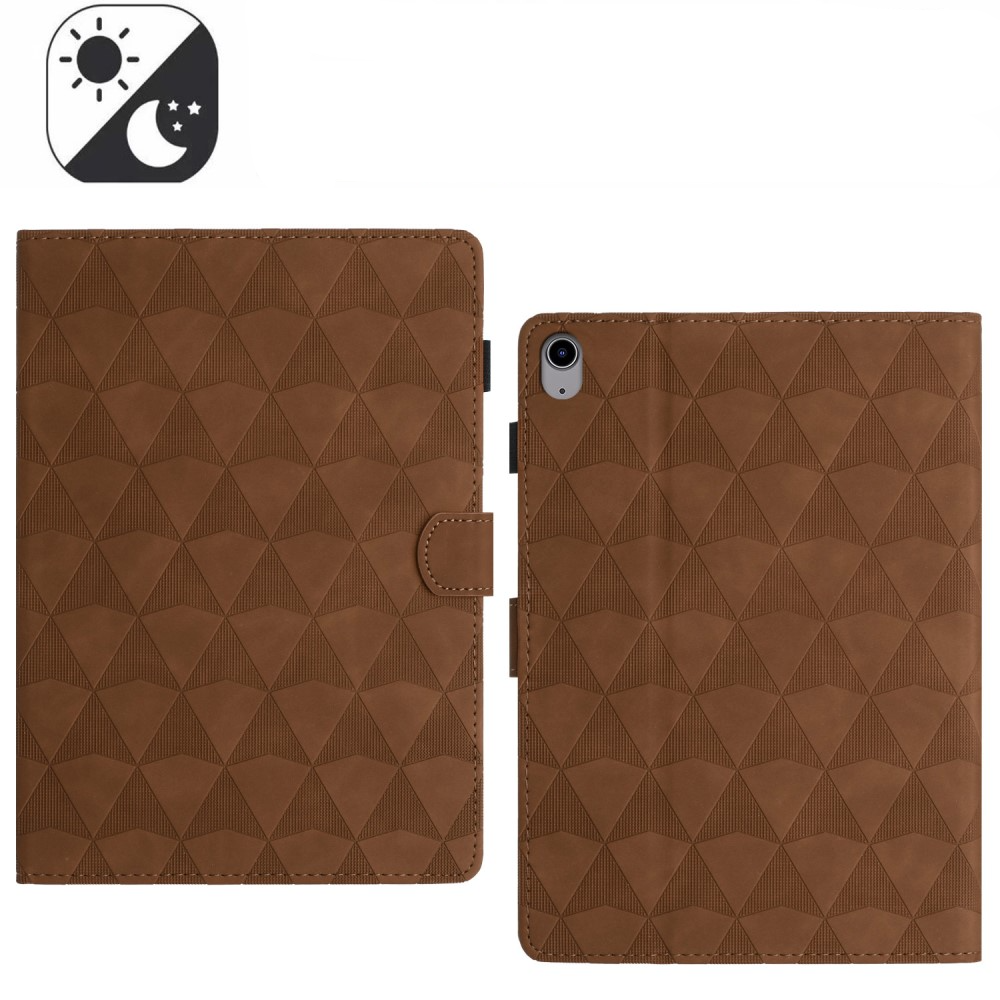 iPad Mini 7 (2024) / Mini 6 (2021) Leder Tasche Flip Cover mit Magnetverschluss und Kartenfächern im Diamant Look - Braun