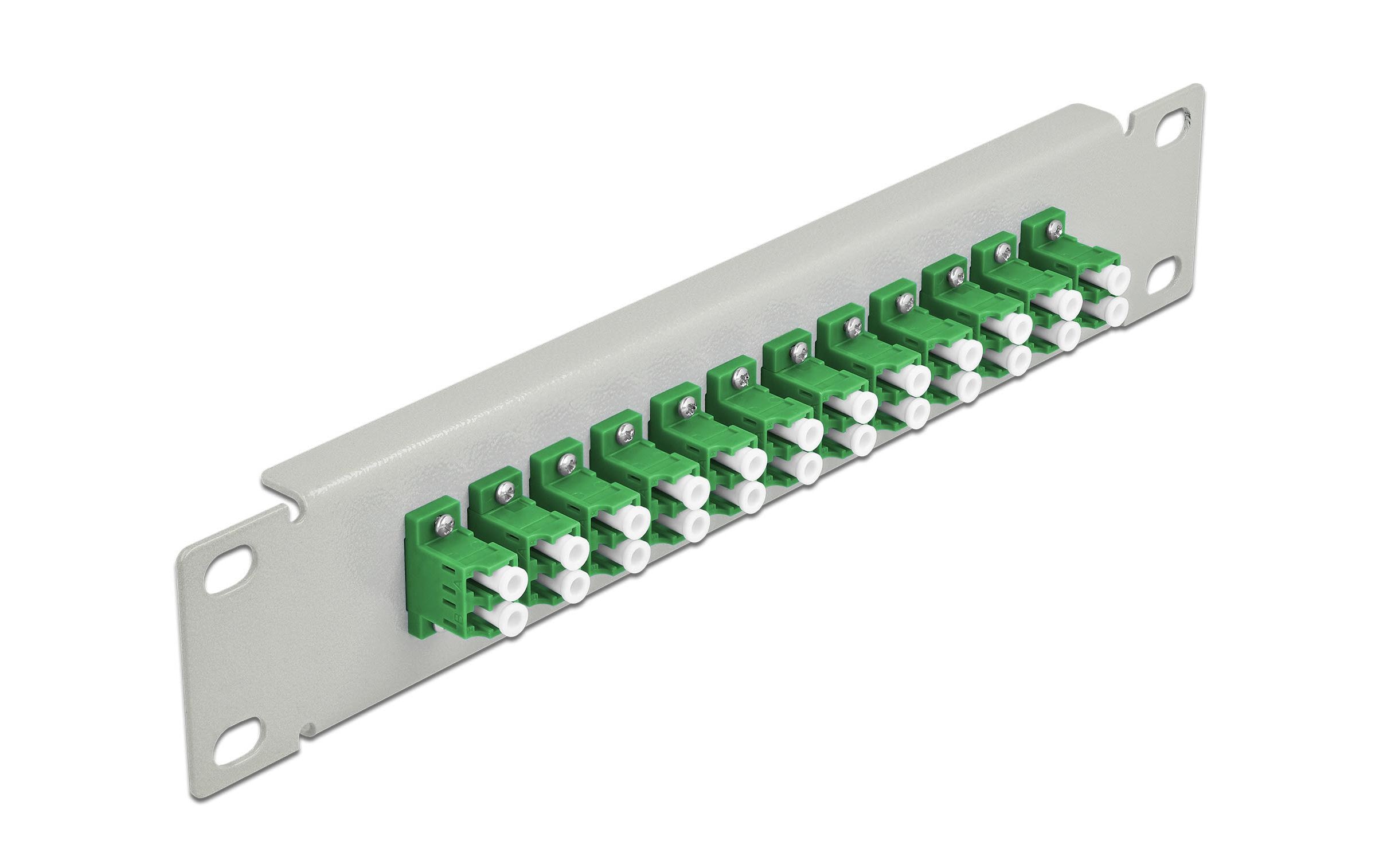 Verteilerplatte 10″ LWL Patchpanel 12 Port LC Duplex grau10″ LWL Patchpanel 12 Port LC Duplex grün 1 HE grau