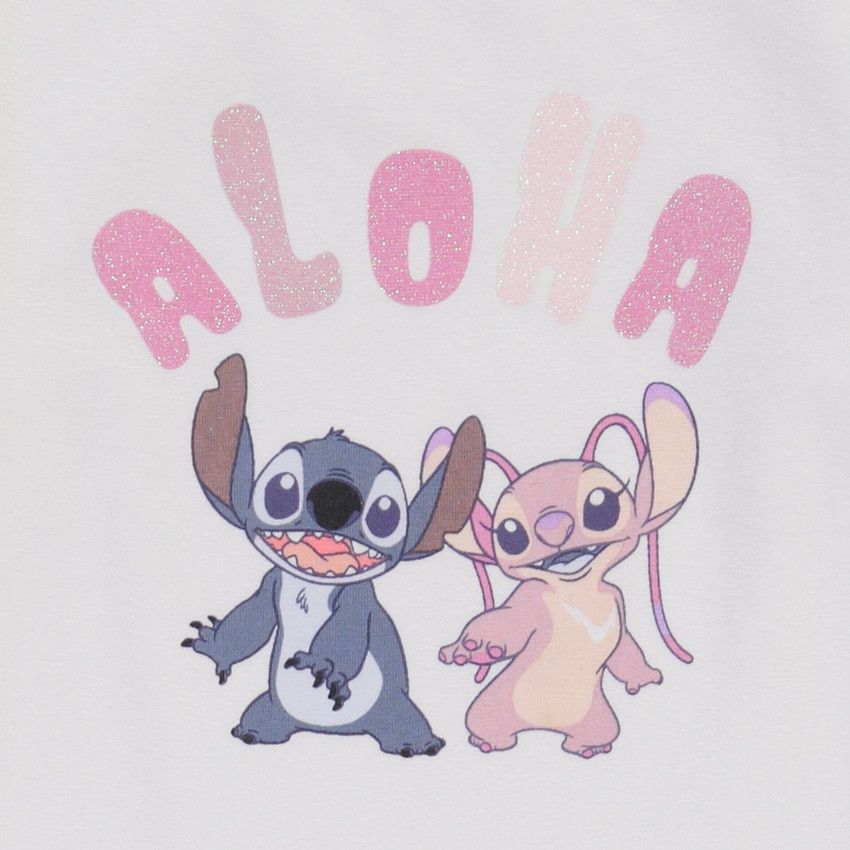 Set pyjama en jersey Stitch & Angel Disney pour fille - Blanc