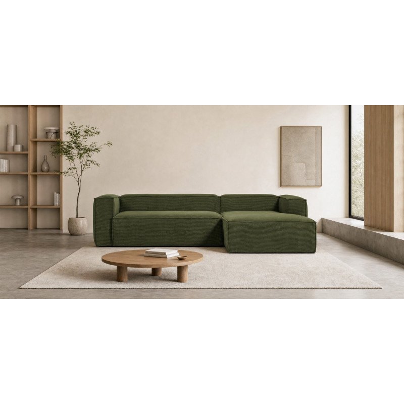 Canapé Blok 3 places vert méridienne à droite 300 cm