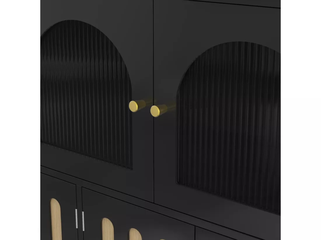 Buffet noir contemporain avec verre changhong,d120cm×h90cm