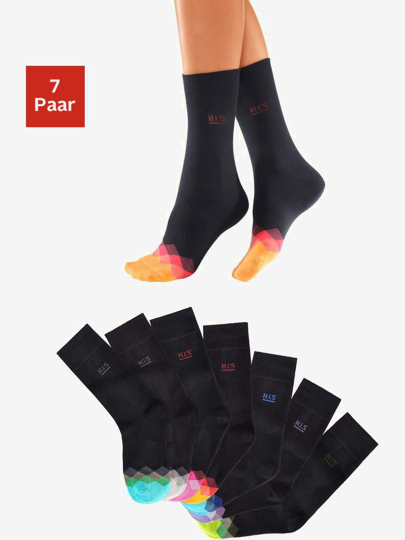 Chaussettes socquettes avec pointe joliment colorée