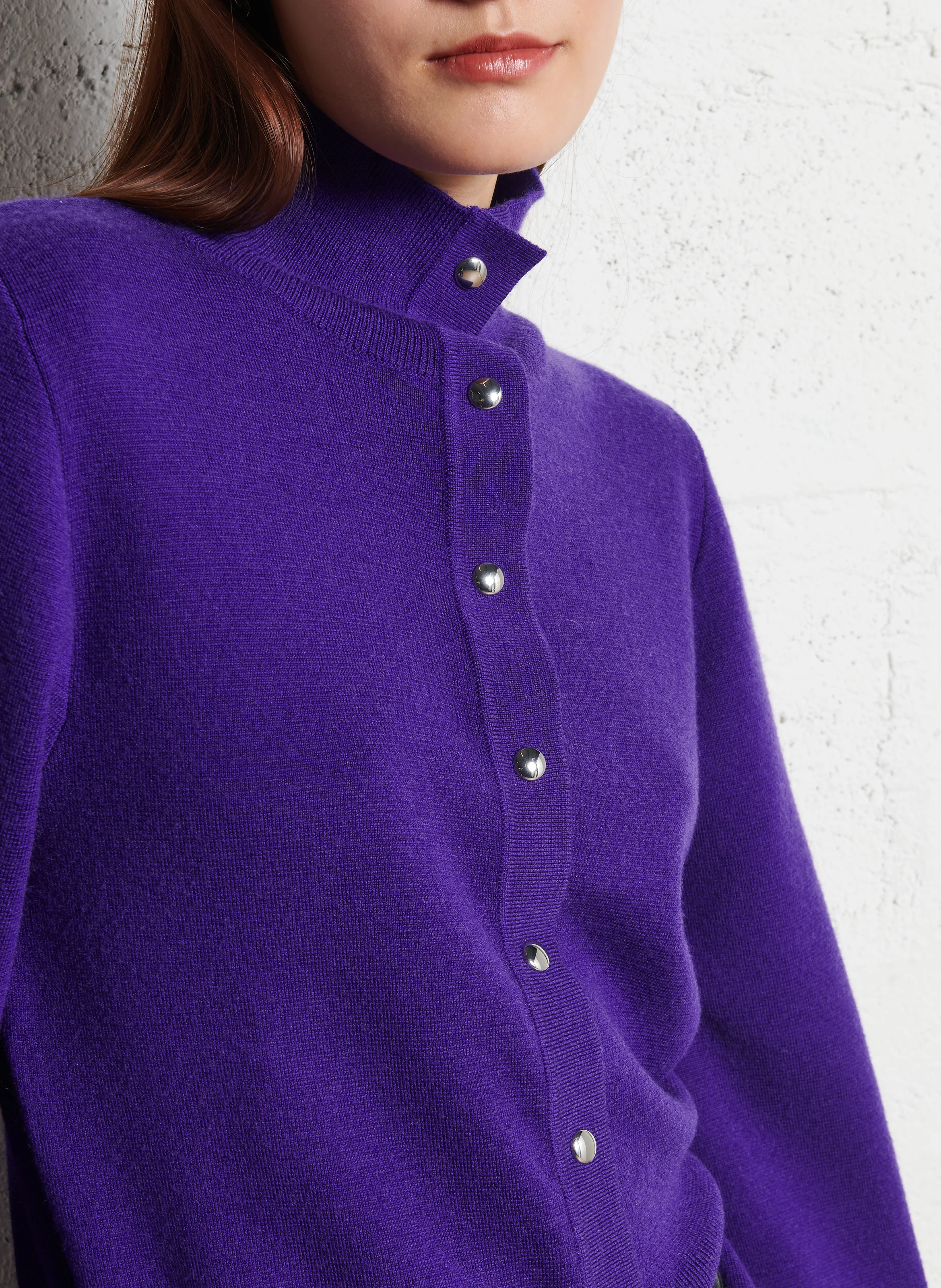 GABY - Gilet col montant en laine | Violet