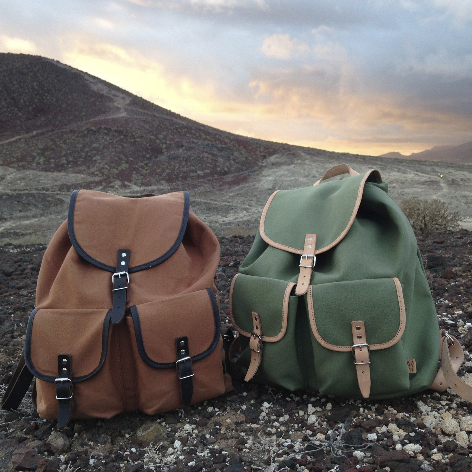 Rucksack Georg Oliv, Leder Natur
