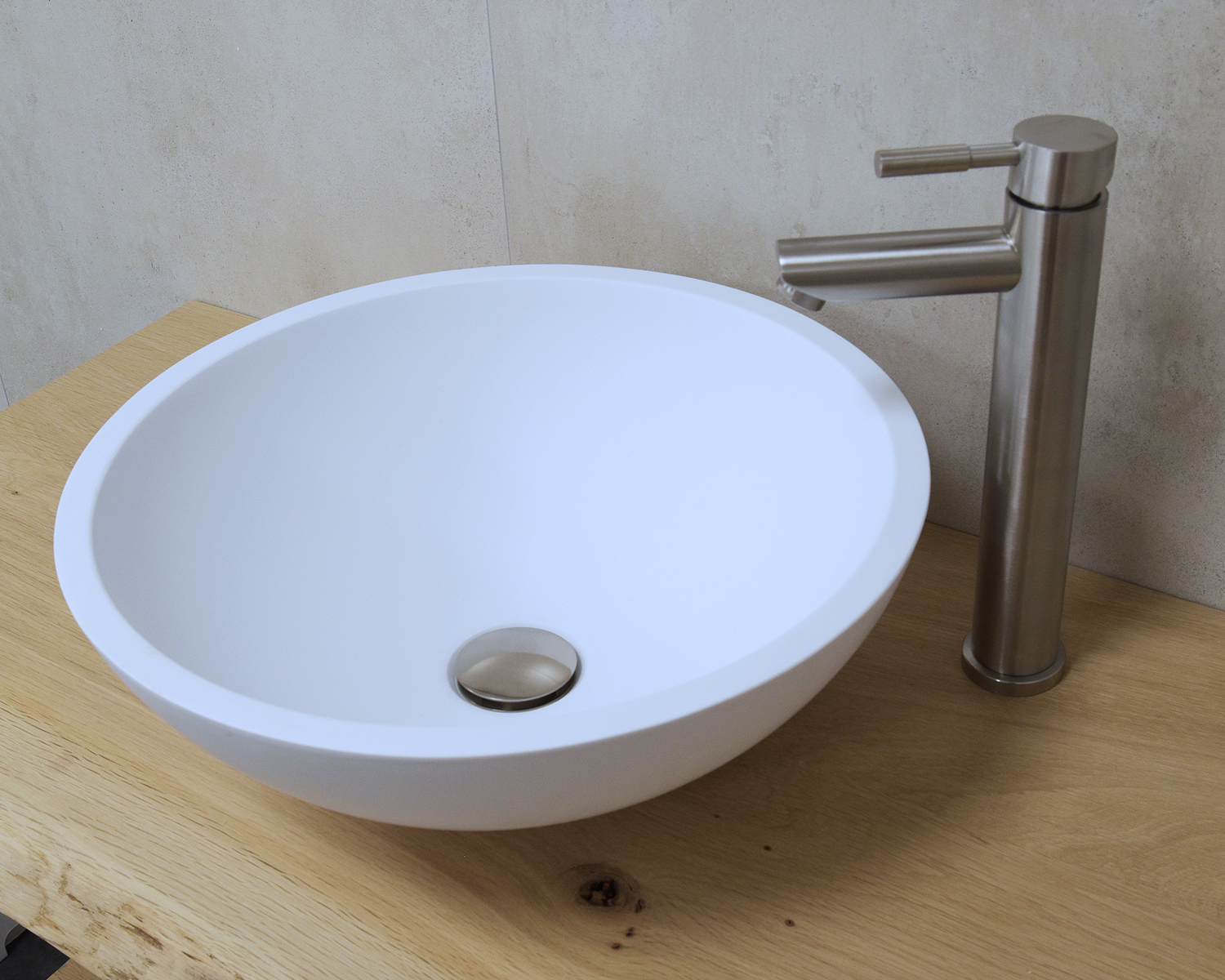Saniclear New Stone wastafel set solid surface met RVS kraan compleet