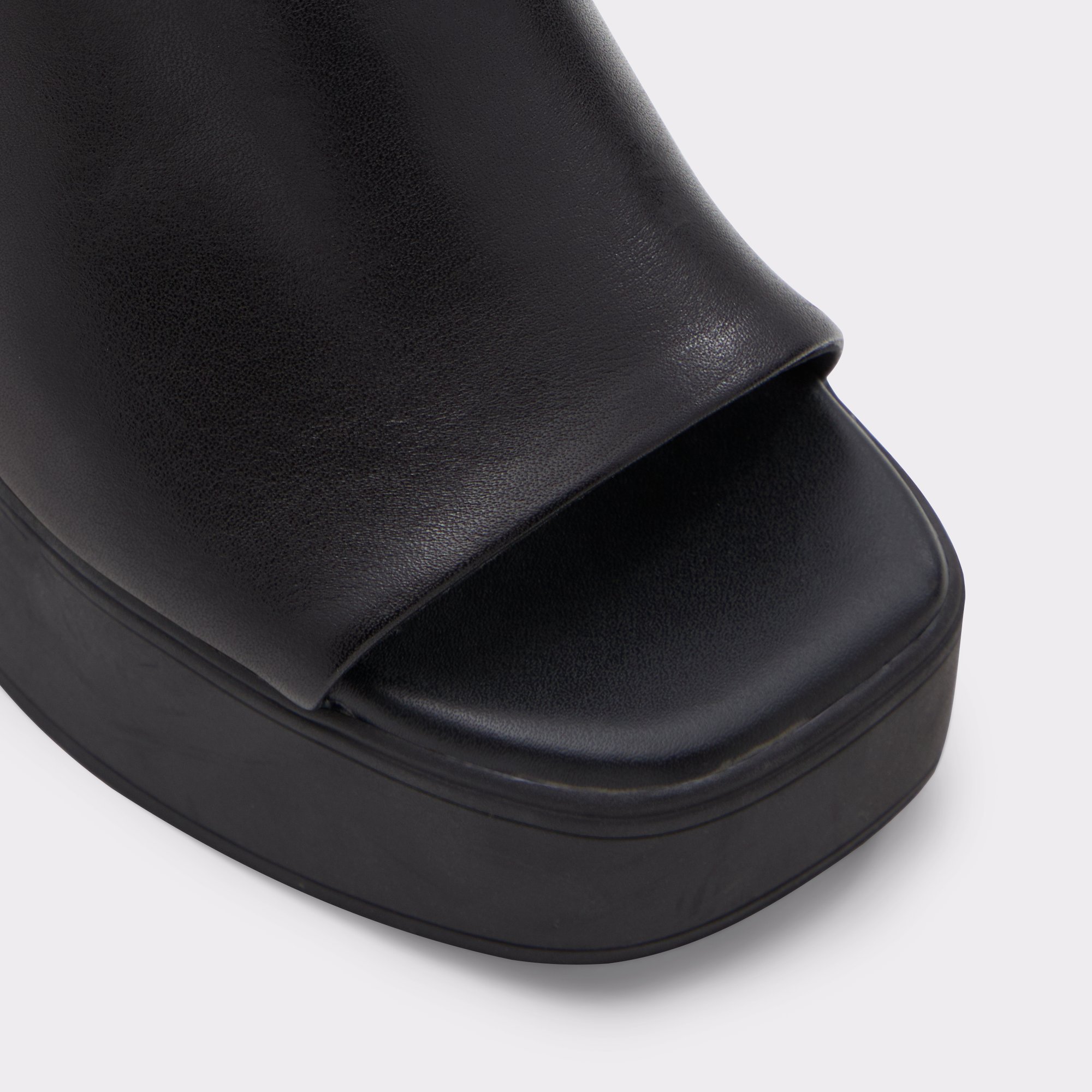 Maysee Black Leather Smooth Women Mule Shoes