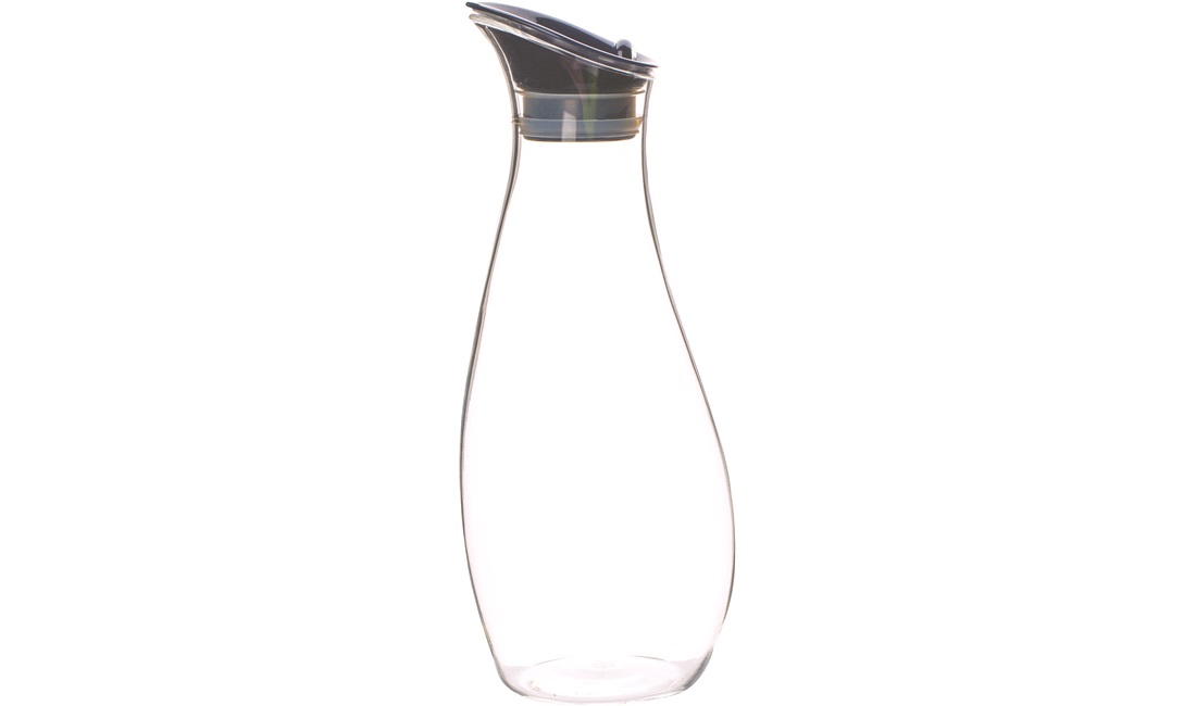 Karaffel,klar plast m/blå låg, 1L. GIMEX