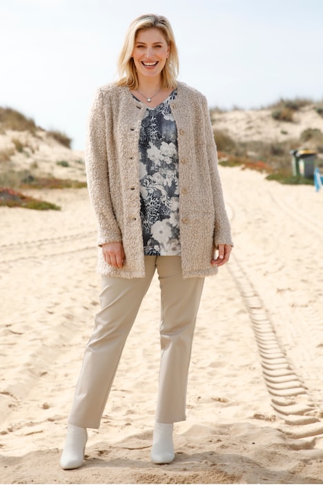 Blazer, figurumspielend, Bouclé, Rundhals, Langarm