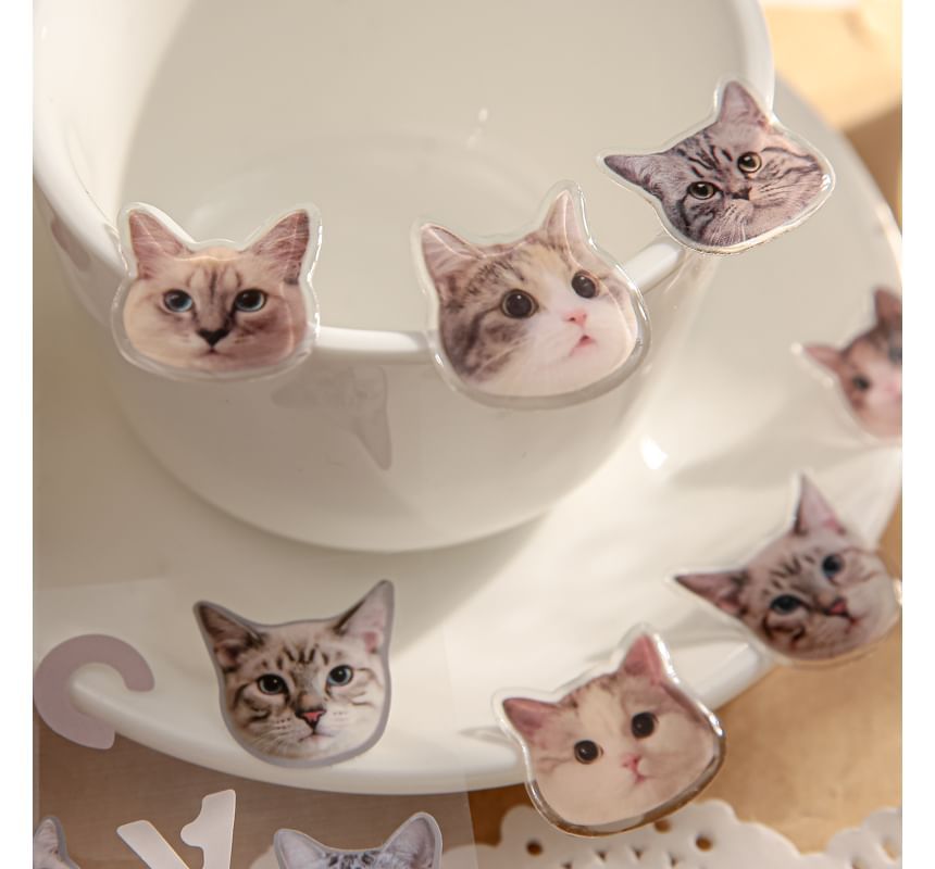 Monez - Kattenkop stickerset (verschillende ontwerpen)