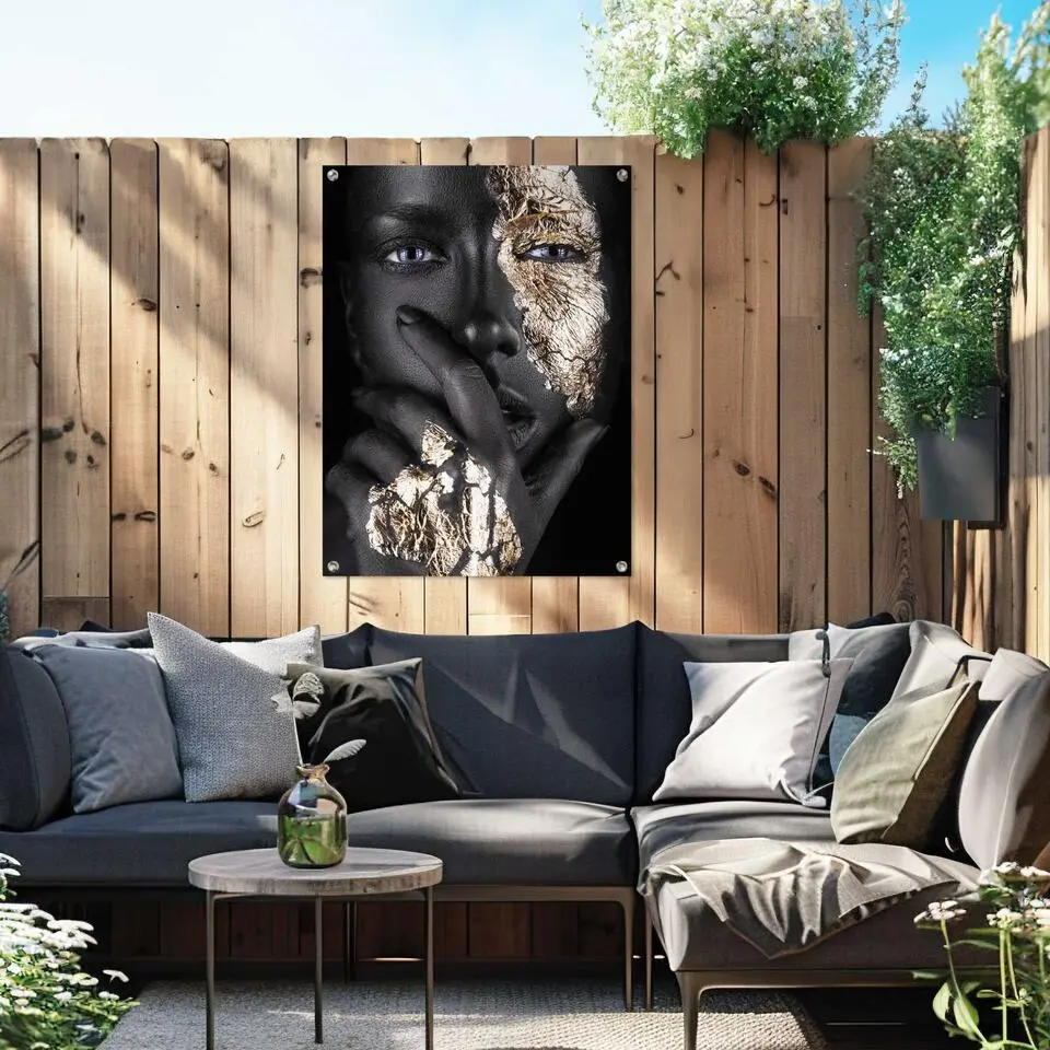 Tuinposter Gouden hand - 80x60cm - Goudkleurig