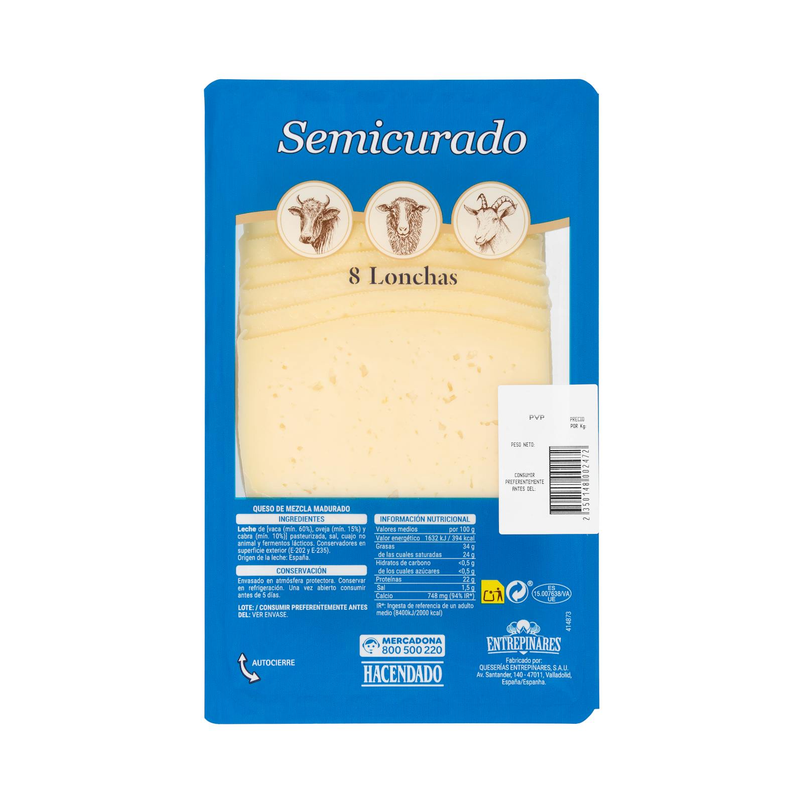 Fromage mélangé semi-affiné en tranches Entrepinares
