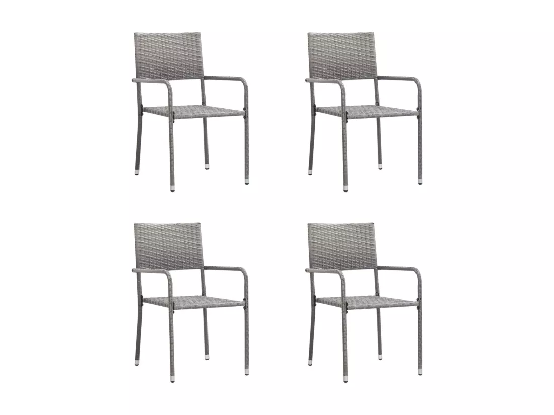 Ensemble à dîner de jardin 5 pièces Résine tressée Gris
