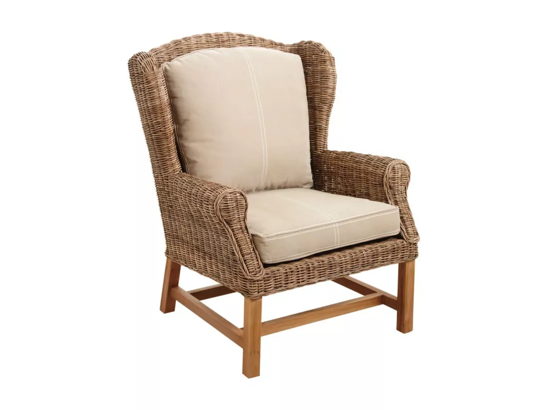 Fauteuil en poelet gris et teck Pati