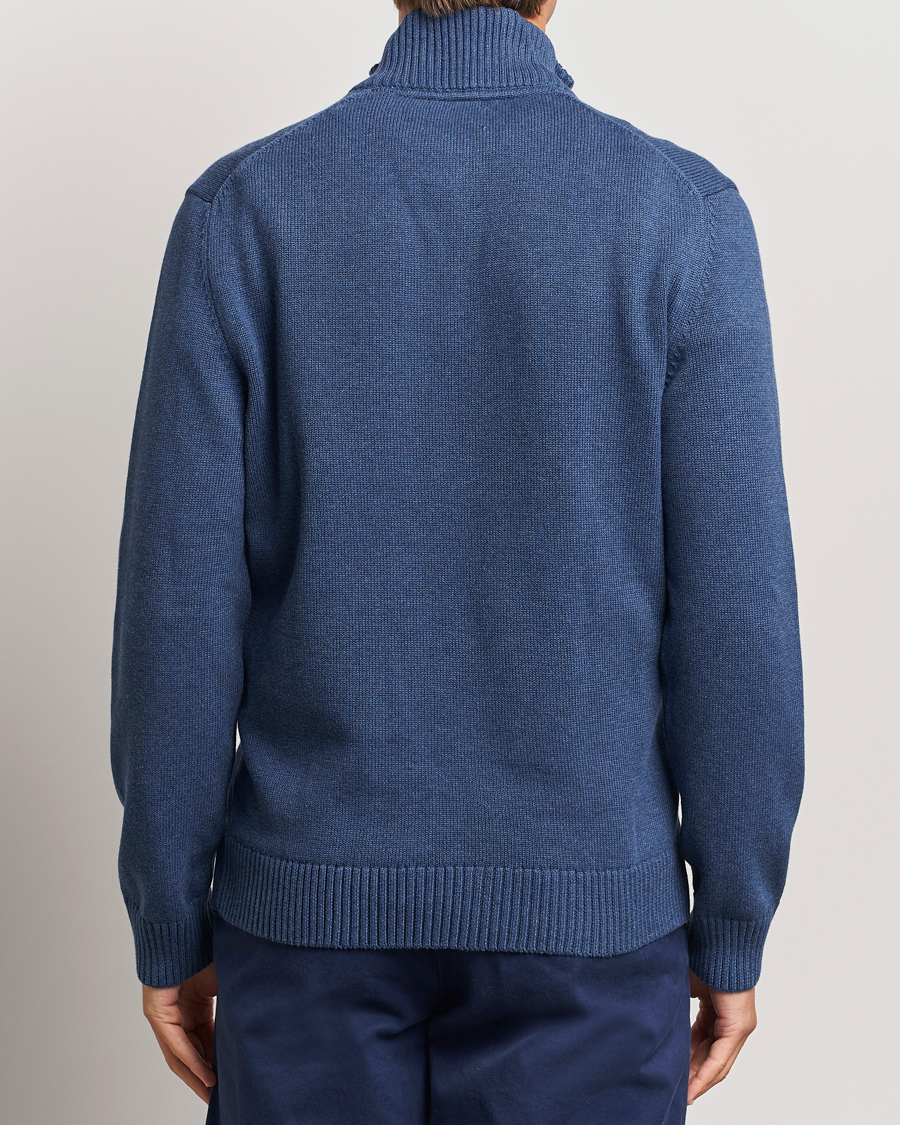 GANT Casual Cotton Half Zip Dark Jeans Blue Melange