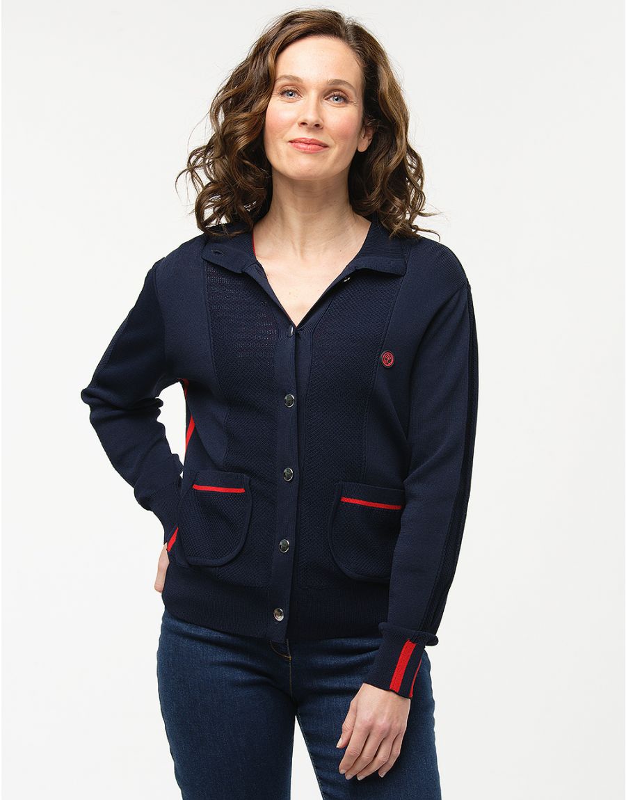 Gilet marine détail rouge