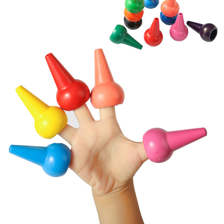(12er Set) Stapelbare Finger Wachsmalstifte Kinder Buntstifte - Bunt