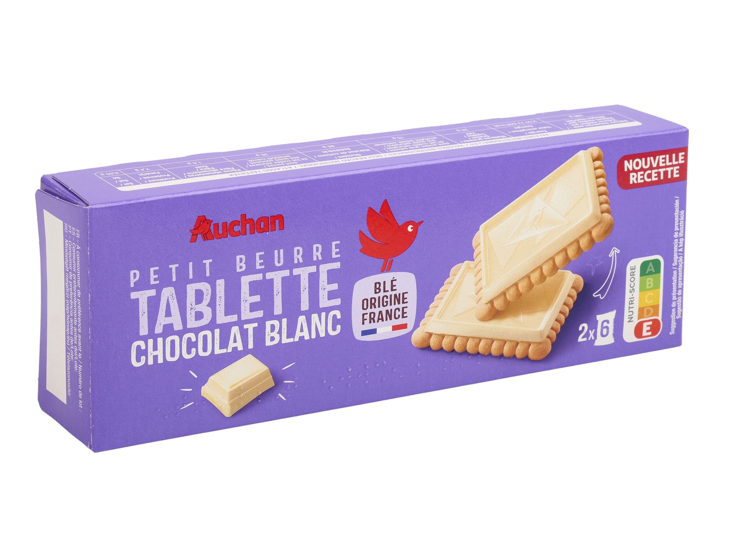 BOLACHA AUCHAN MANTEIGA COBERTA CHOCOLATE BRANCO 150G