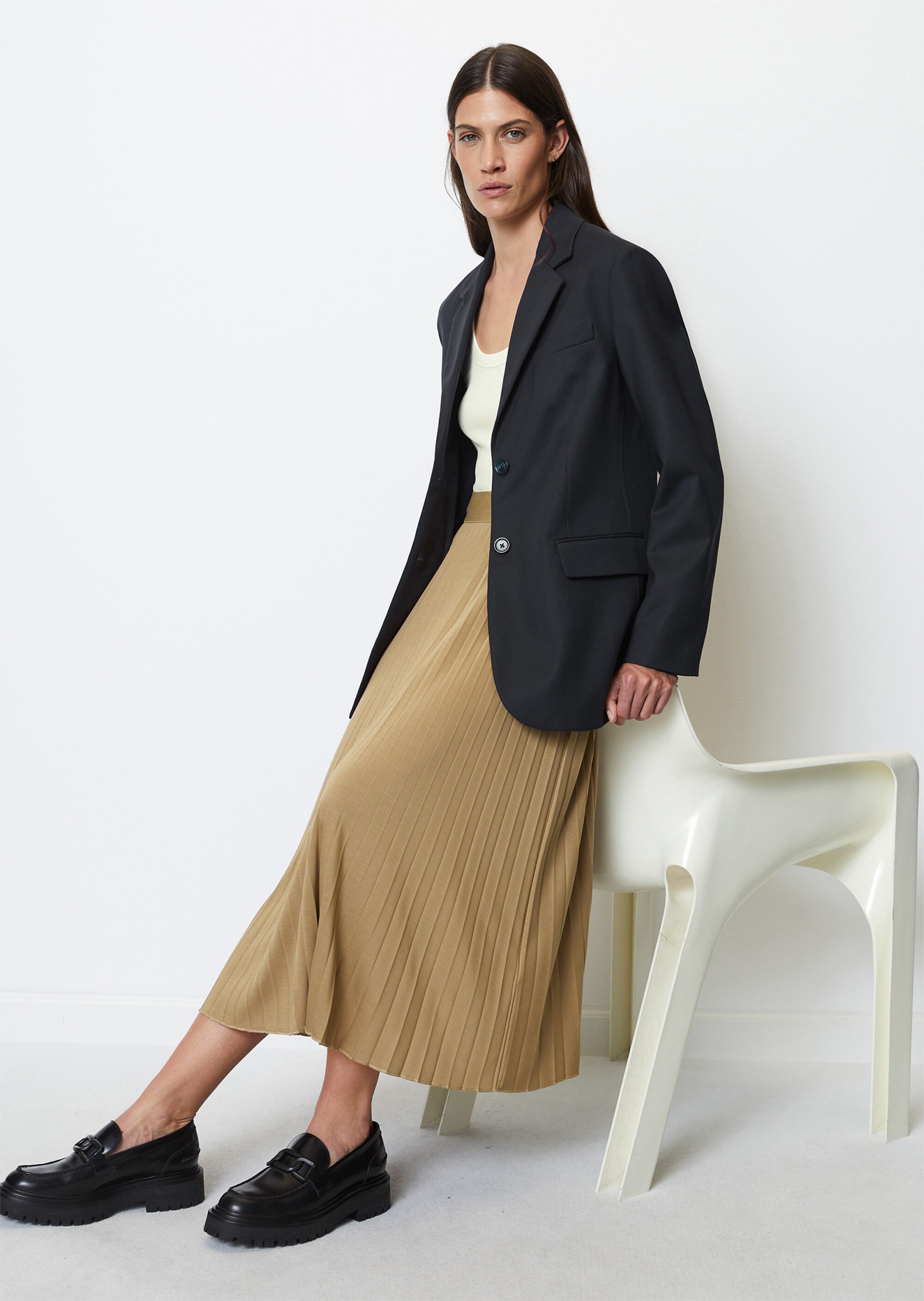 Oversize-Blazer mit Rückenschlitz aus Organic-Cotton-Viskose-Stretch