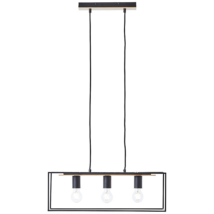 Suspension lumineuse Niels 3 lumières E27 IP20 métal noir