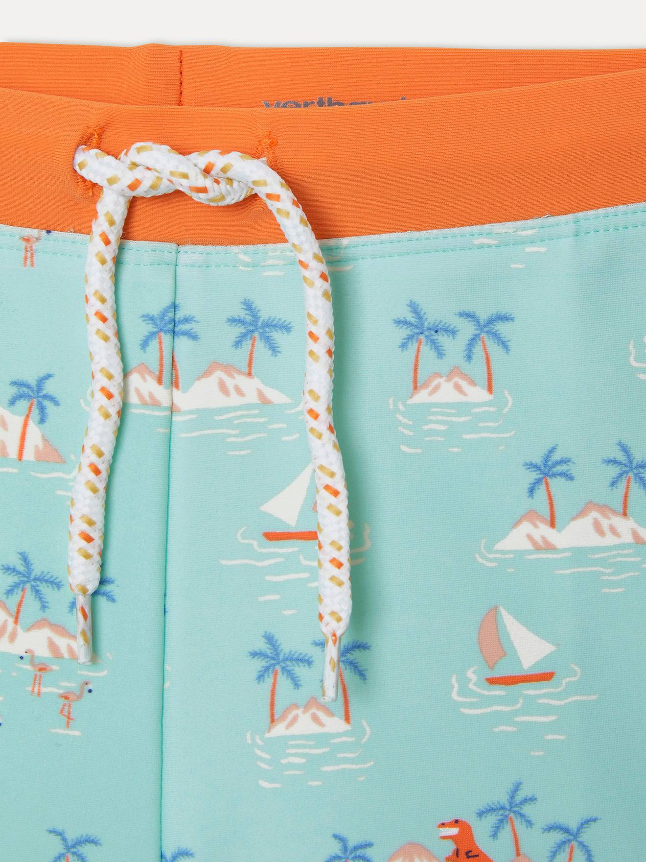 Calção de banho boxer estampado para meninos, estampa azul clara