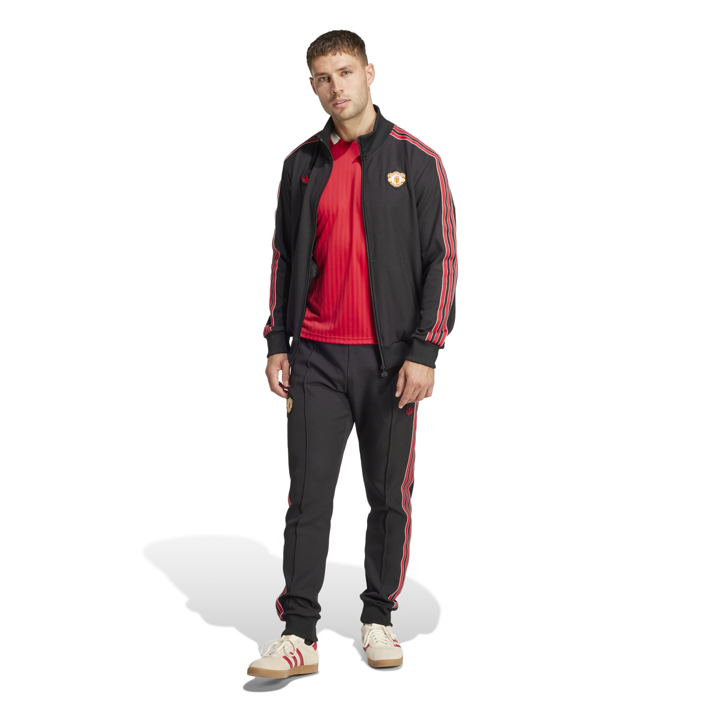 adidas Manchester United Icon Trainingspak Full-Zip 2024-2025 Zwart Rood