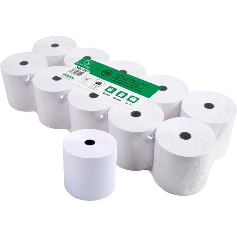 Bobines Caisses Exacompta 7680120V - l 76 mm x L 55 m, Ø 80 mm - 1 pli(s) - paquet de 10