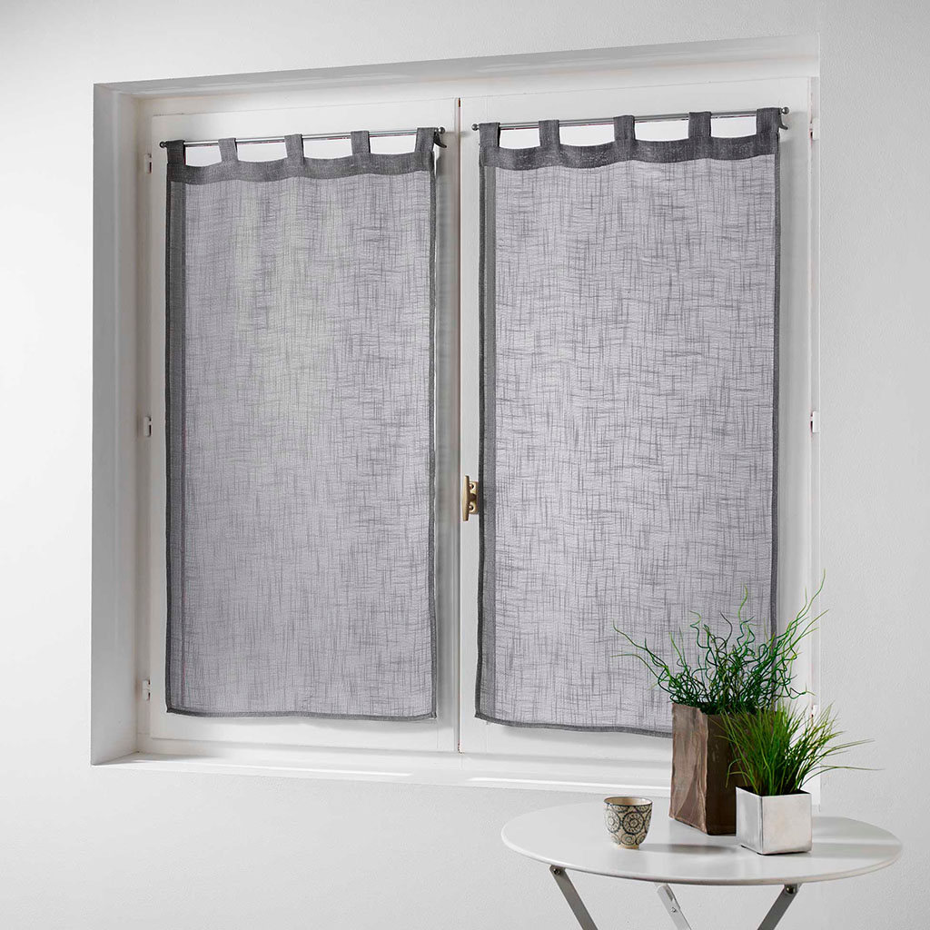 Paire de vitrages à passants polyester HALTONA gris 60x120cm