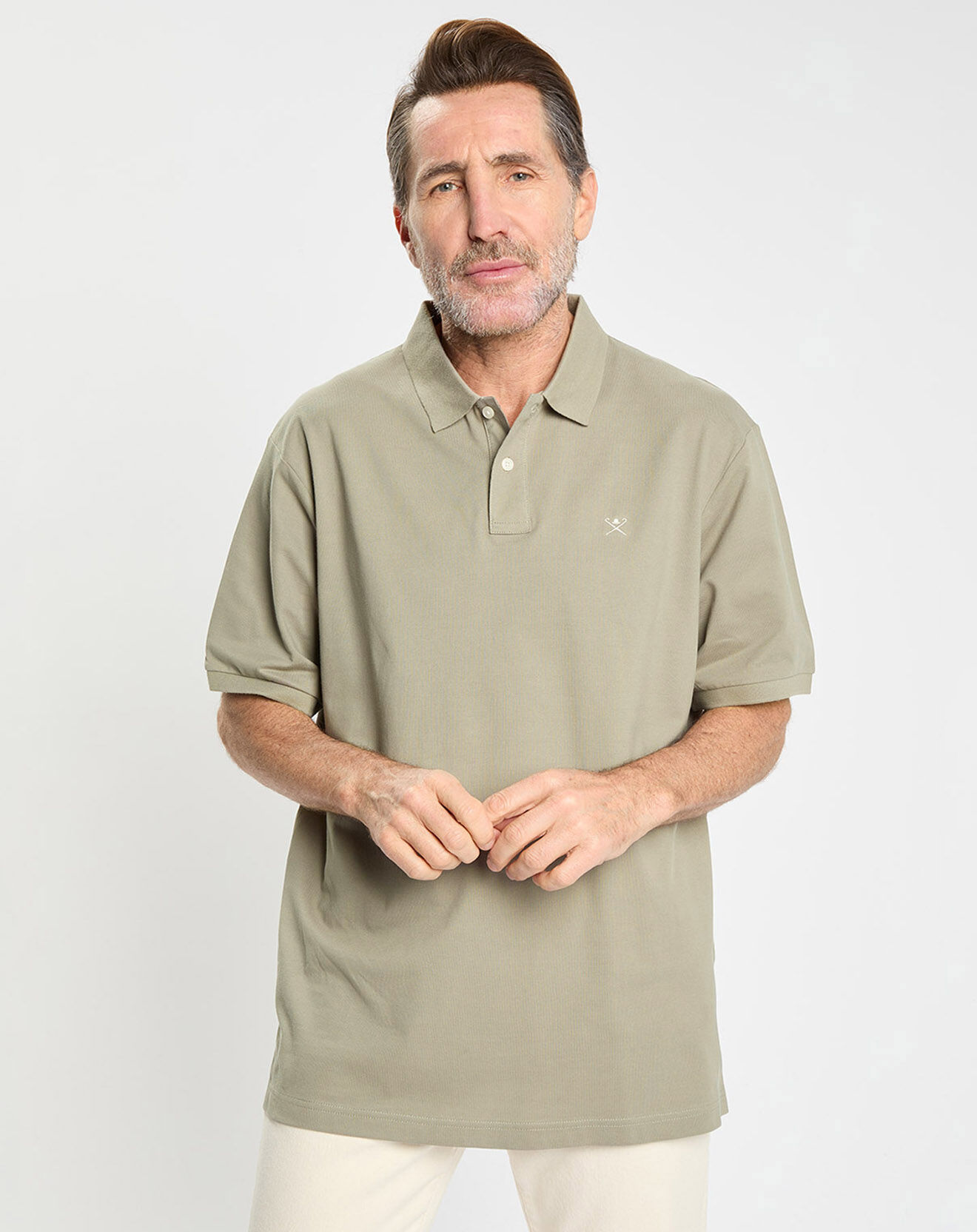 Hackett London Polo Slim Fit manches courtes uni piqué kaki