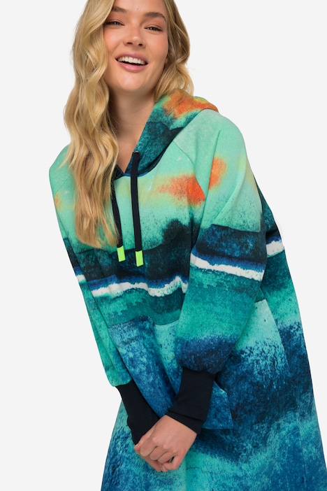 Kapuzen Sweatkleid bedruckt