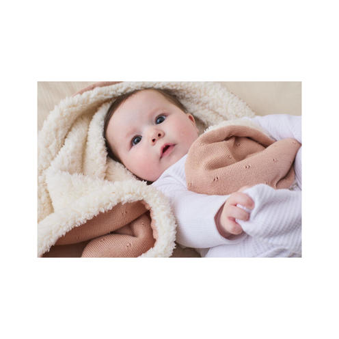 Couverture tricot avec sherpa 75x100 - Powder pink - NOUKIE 'S