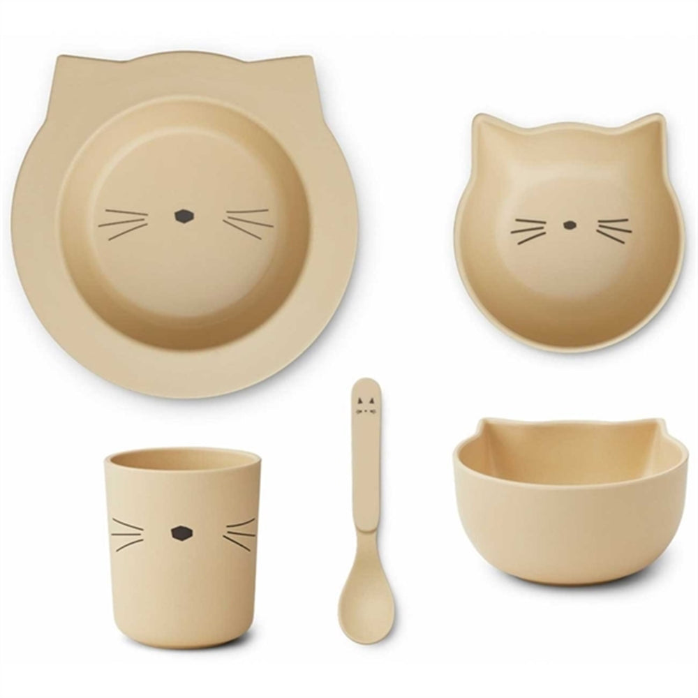 Joana Baby Sæt Cat Wheat Yellow - LieWood